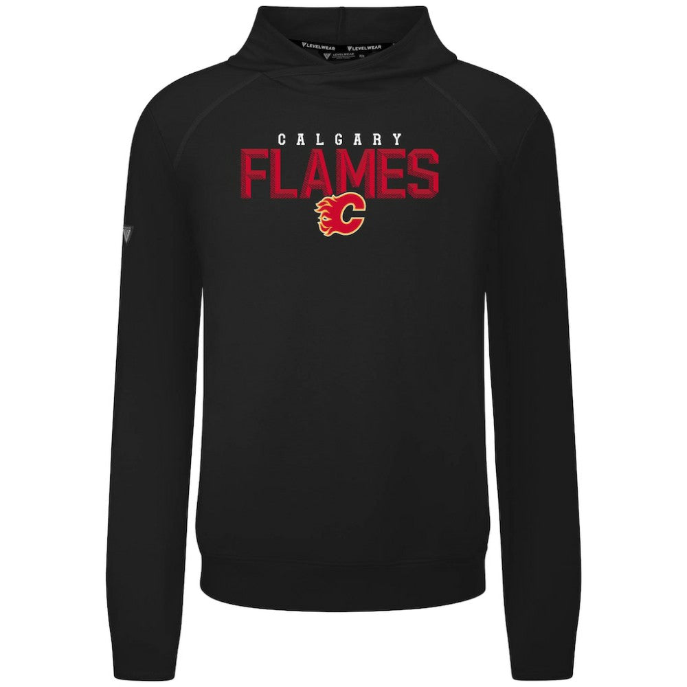 Calgary Flames Levelwear Mandate Carve Tri-Blend Pullover Hoodie - Black Hoodies