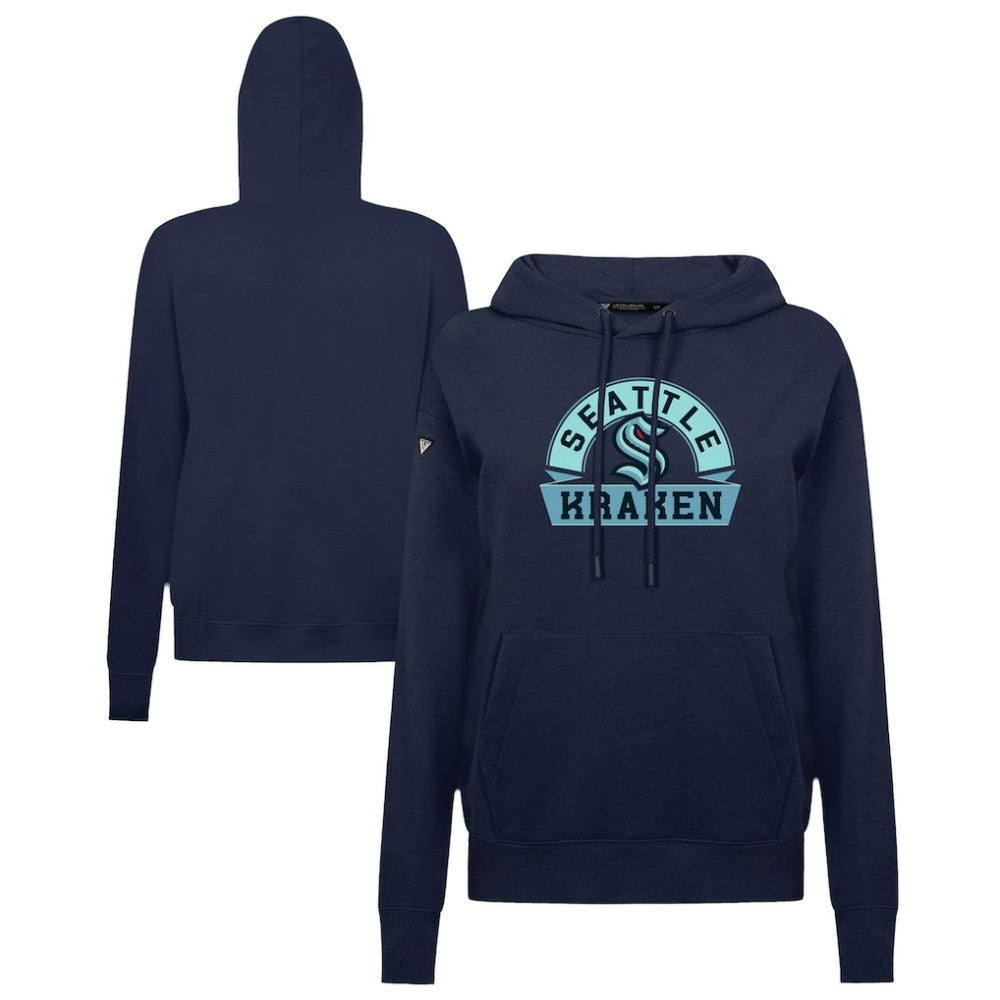 Seattle Kraken Levelwear Women's Adorn Banner Arch Pullover Hoodie - Navy Hoodies