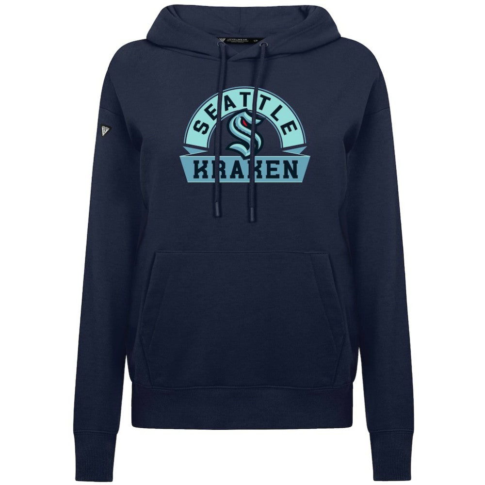Seattle Kraken Levelwear Women's Adorn Banner Arch Pullover Hoodie - Navy Hoodies