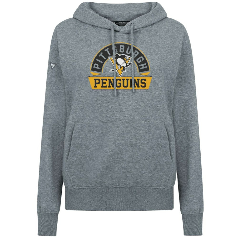 Pittsburgh Penguins Levelwear Women's Adorn Banner Arch Pullover Hoodie - Gray Hoodies