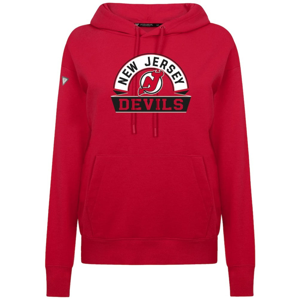 New Jersey Devils Levelwear Women's Adorn Banner Arch Pullover Hoodie - Red Jerseys