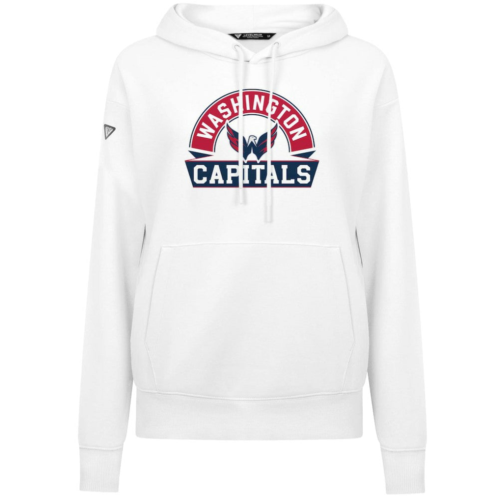 Washington Capitals Levelwear Women's Adorn Banner Arch Pullover Hoodie - White Hoodies