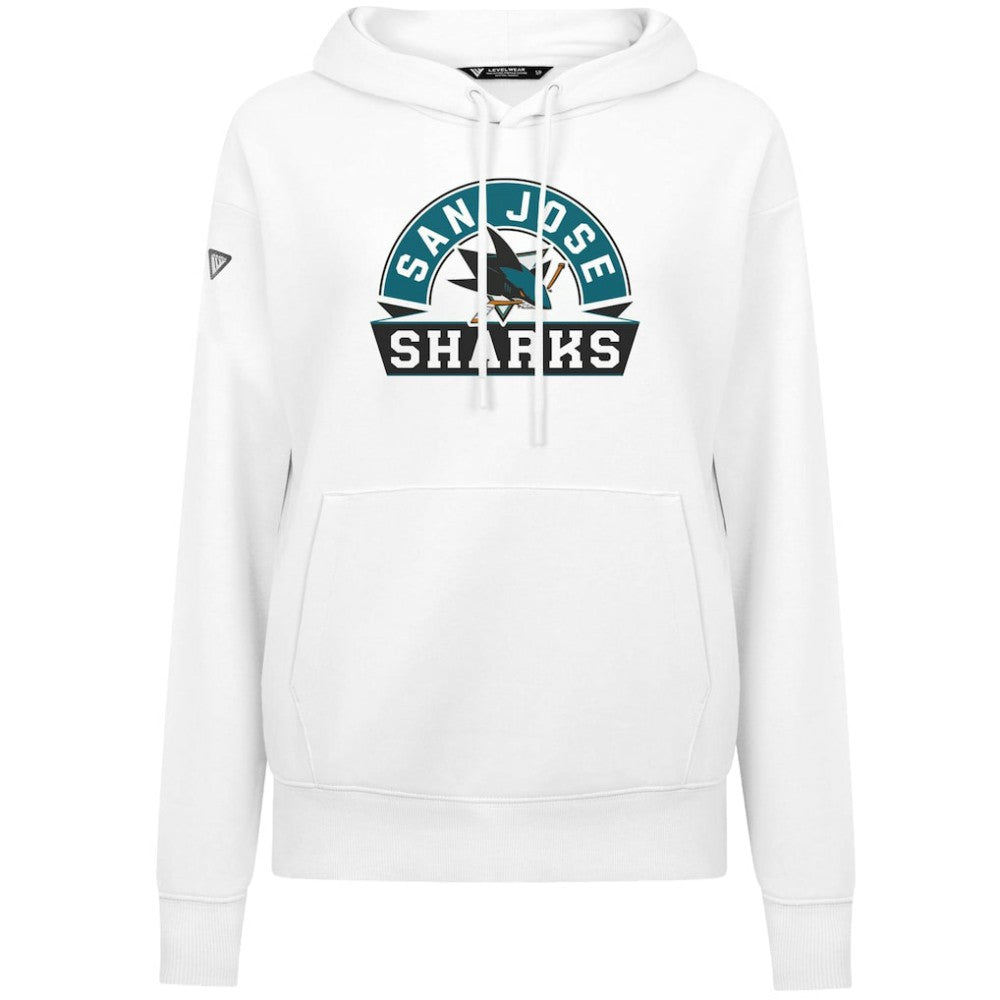 San Jose Sharks Levelwear Women's Adorn Banner Arch Pullover Hoodie - White Hoodies