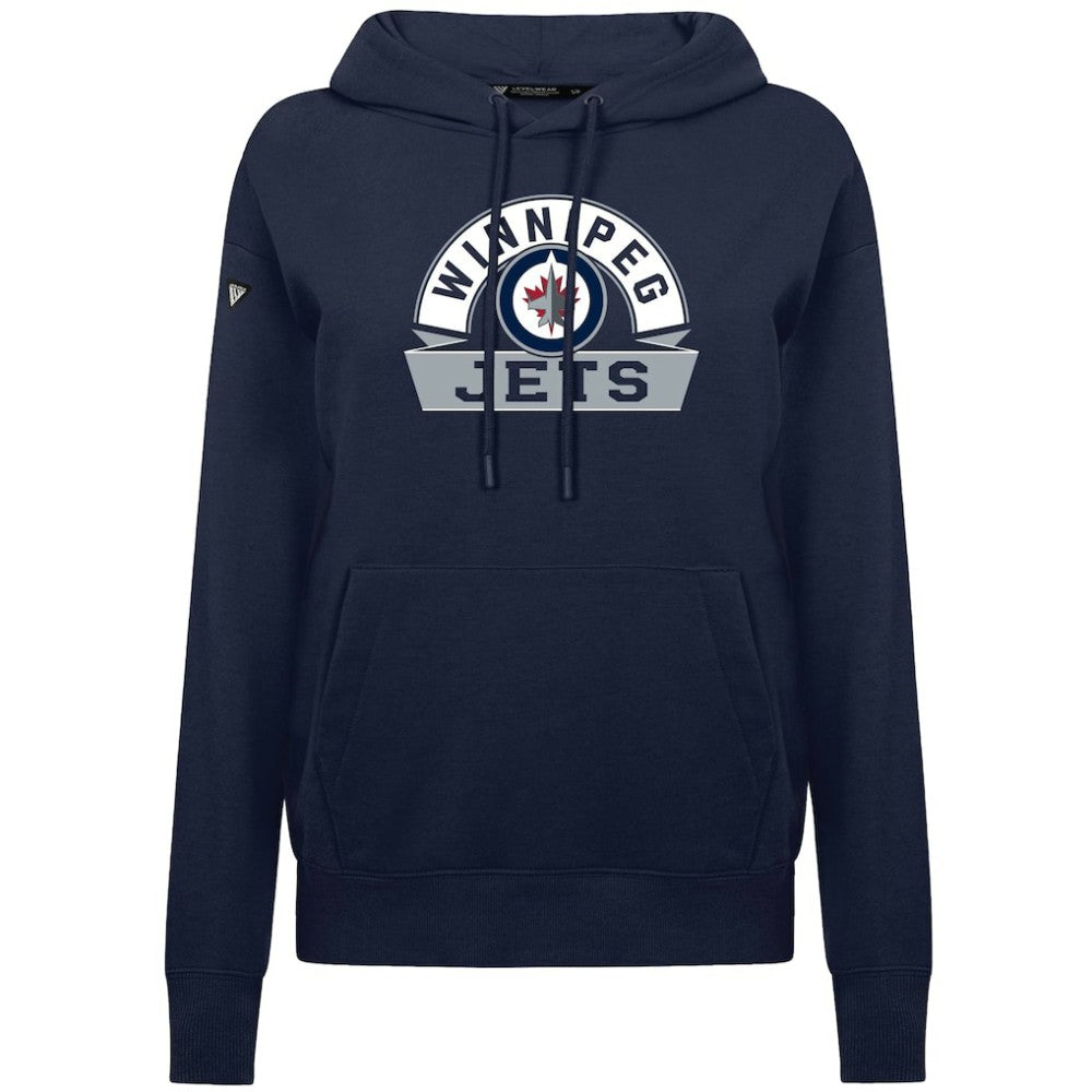 Winnipeg Jets Levelwear Women's Adorn Banner Arch Pullover Hoodie - Navy Hoodies