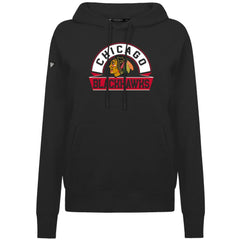 Chicago Blackhawks Levelwear Women's Adorn Banner Arch Pullover Hoodie - Black Hoodies
