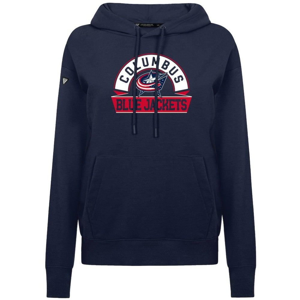 Columbus Blue Jackets Levelwear Women's Adorn Banner Arch Pullover Hoodie - Navy Hoodies