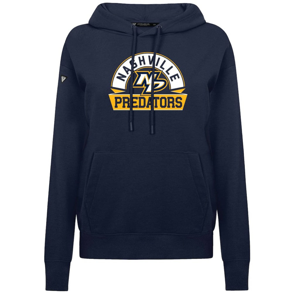 Nashville Predators Levelwear Women's Adorn Banner Arch Pullover Hoodie - Navy Hoodies