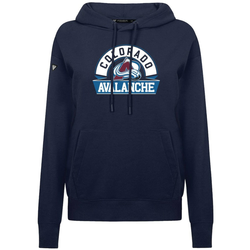 Colorado Avalanche Levelwear Women's Adorn Banner Arch Pullover Hoodie - Navy Hoodies