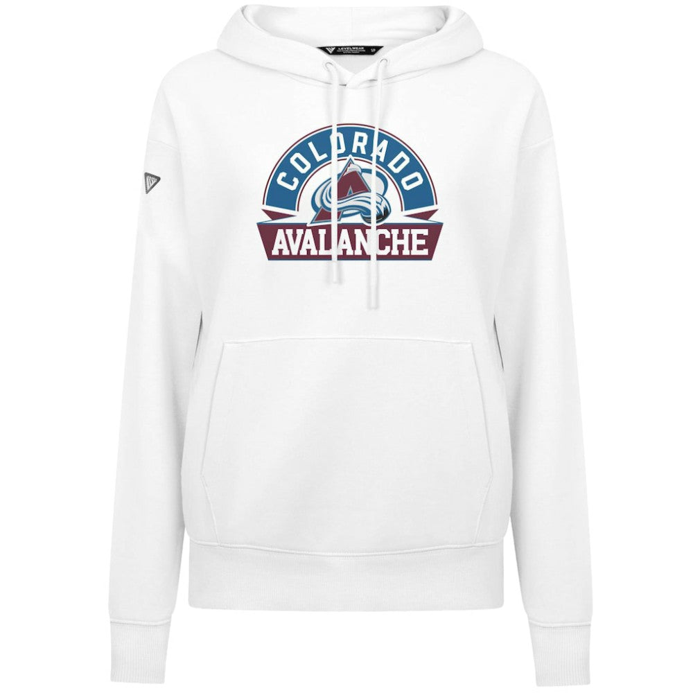 Colorado Avalanche Levelwear Women's Adorn Banner Arch Pullover Hoodie - White Hoodies