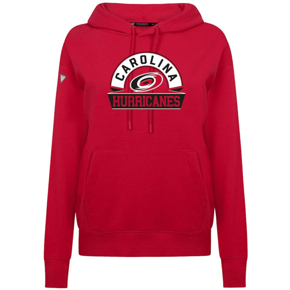 Carolina Hurricanes Levelwear Women's Adorn Banner Arch Pullover Hoodie - Red Hoodies