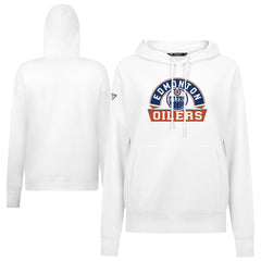 Edmonton Oilers Levelwear Women's Adorn Banner Arch Pullover Hoodie - White Hoodies