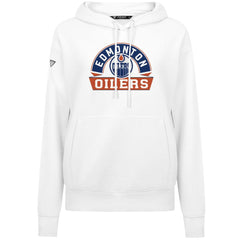 Edmonton Oilers Levelwear Women's Adorn Banner Arch Pullover Hoodie - White Hoodies
