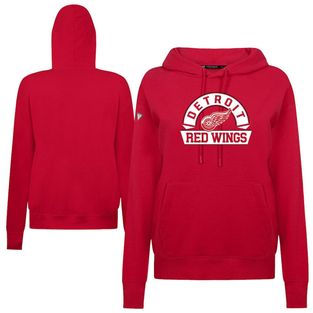Detroit Red Wings Levelwear Women's Adorn Banner Arch Pullover Hoodie - Red Hoodies