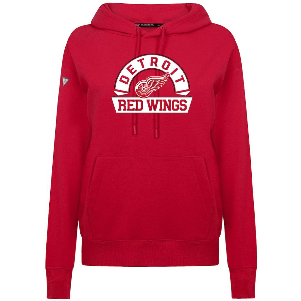 Detroit Red Wings Levelwear Women's Adorn Banner Arch Pullover Hoodie - Red Hoodies