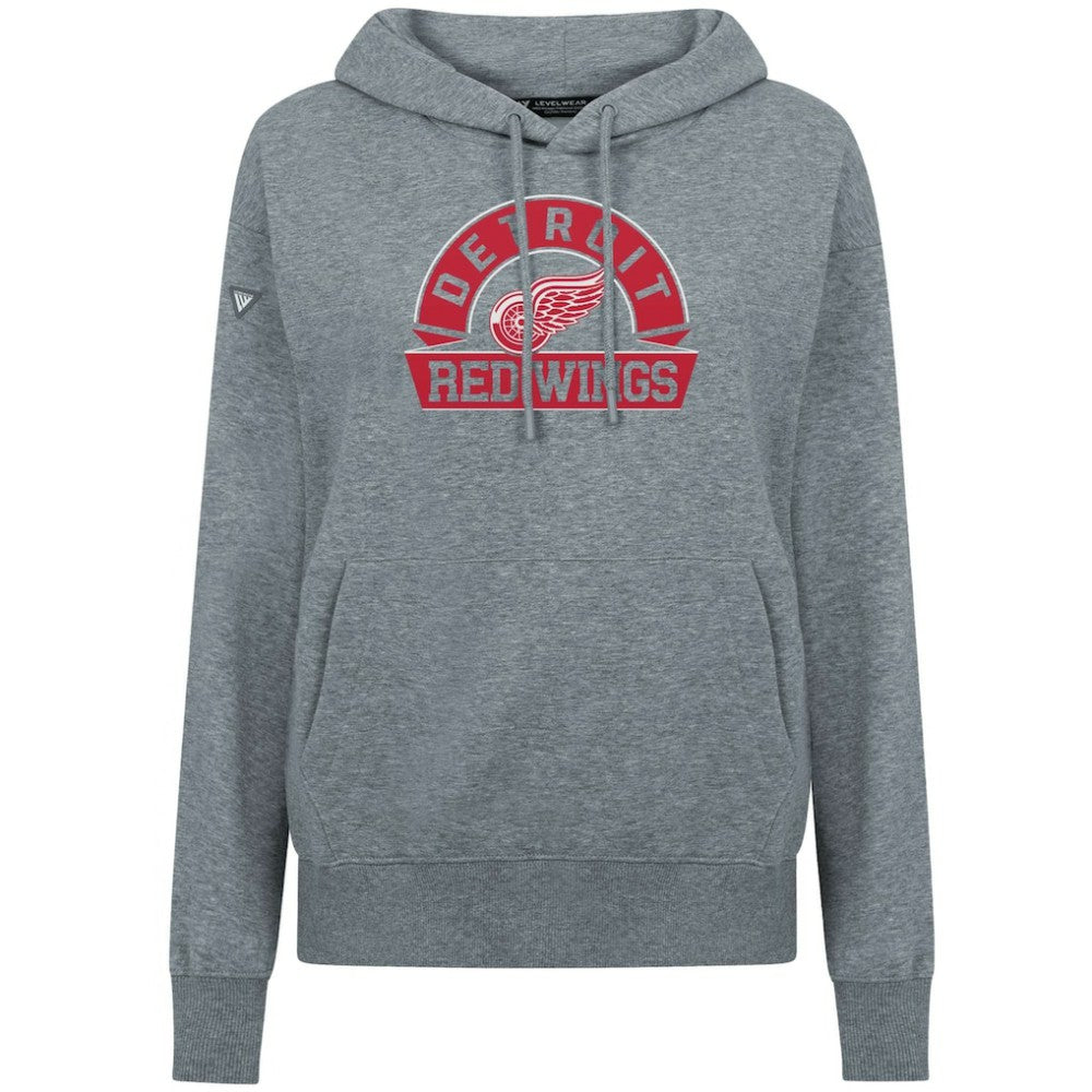 Detroit Red Wings Levelwear Women's Adorn Banner Arch Pullover Hoodie - Gray Hoodies