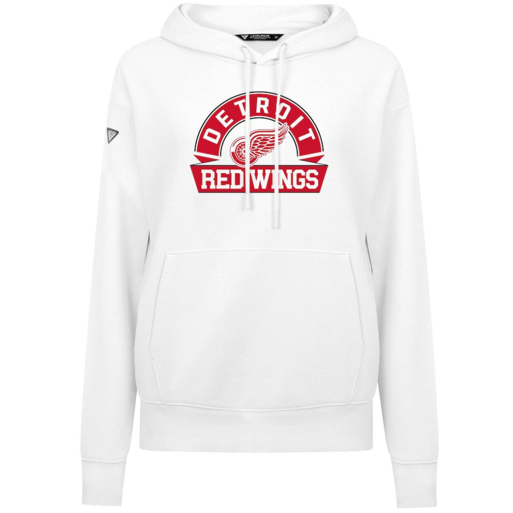 Detroit Red Wings Levelwear Women's Adorn Banner Arch Pullover Hoodie - White Hoodies