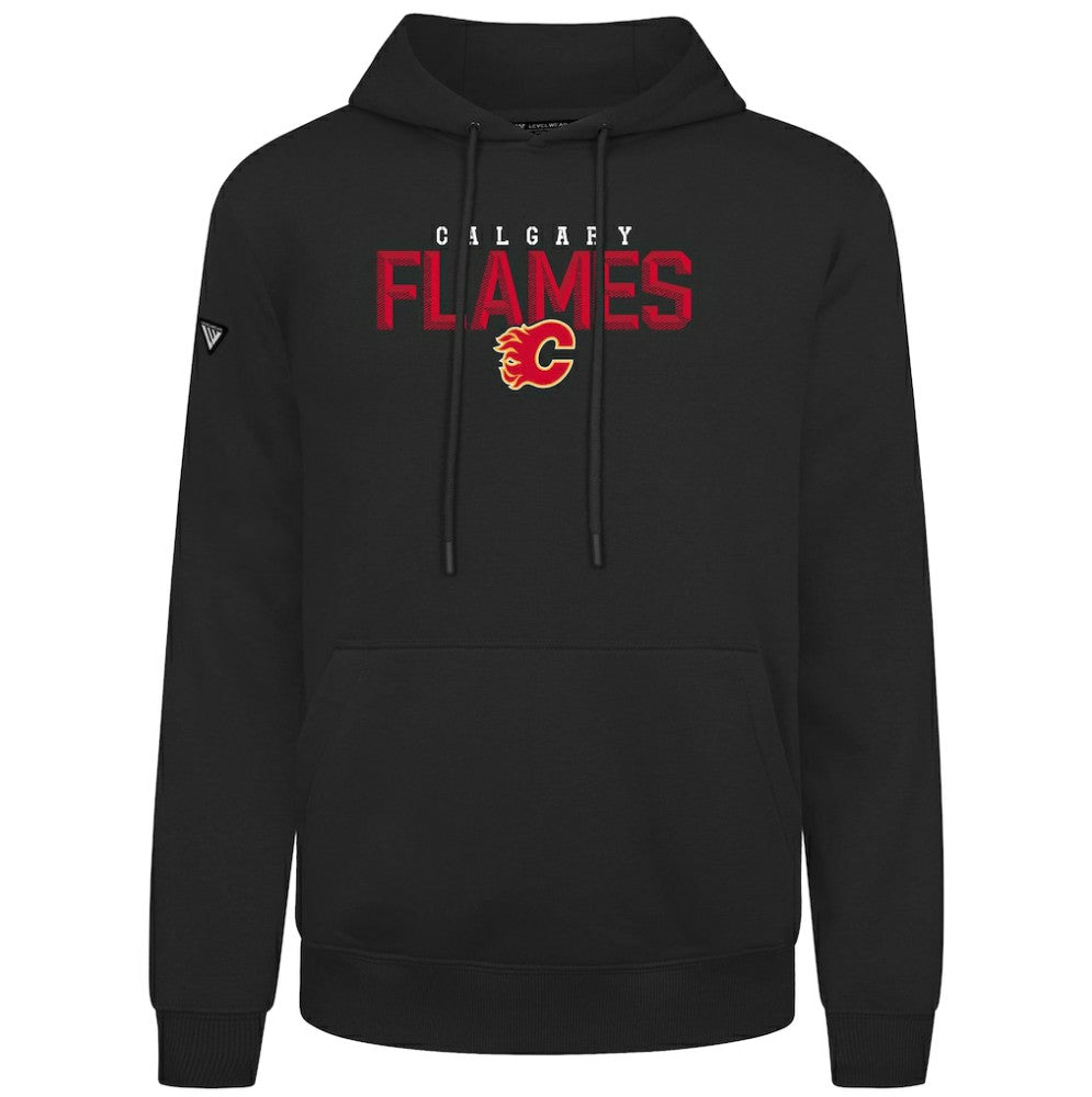 Calgary Flames Levelwear Podium Carve Pullover Hoodie - Black Hoodies