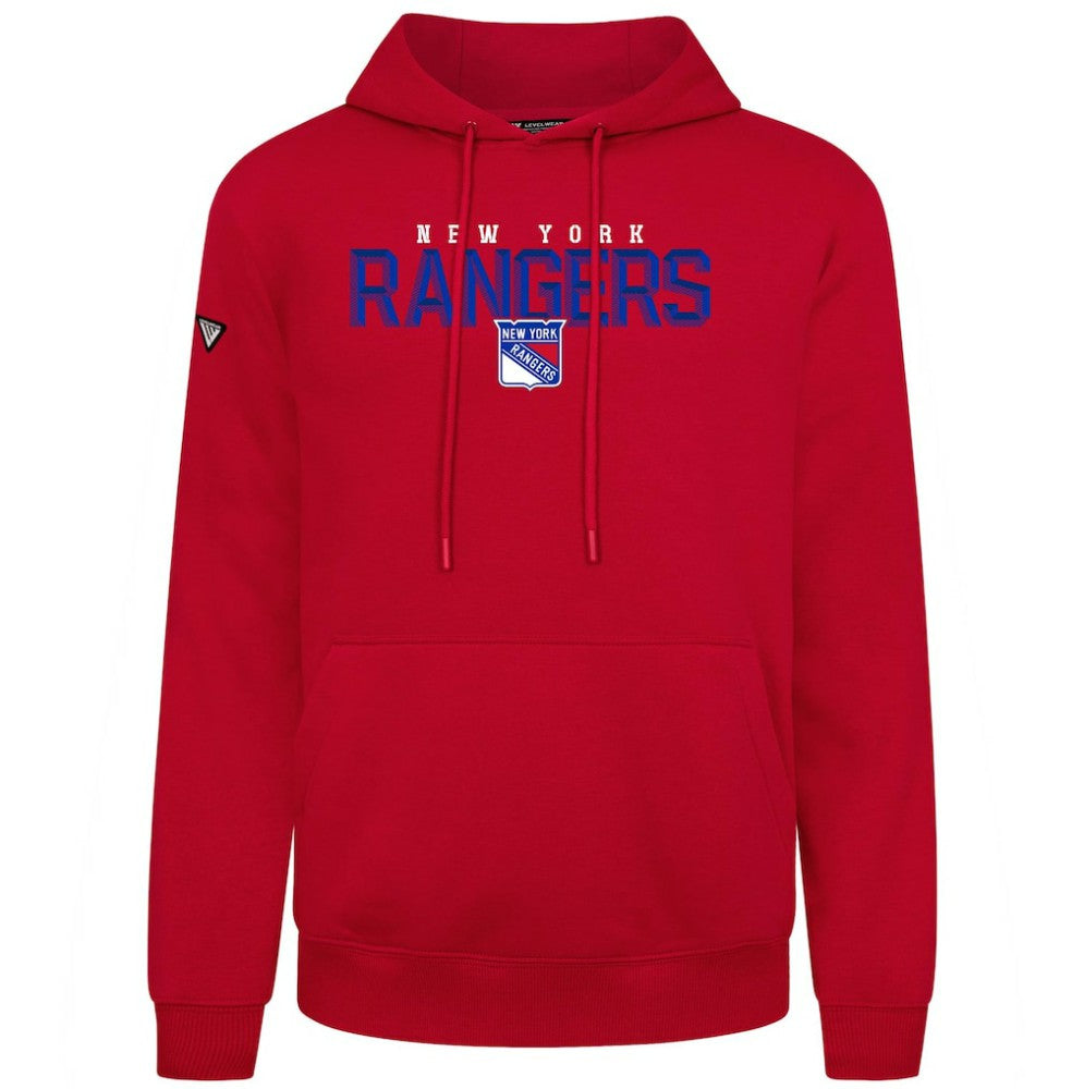 New York Rangers Levelwear Podium Carve Pullover Hoodie - Red Hoodies