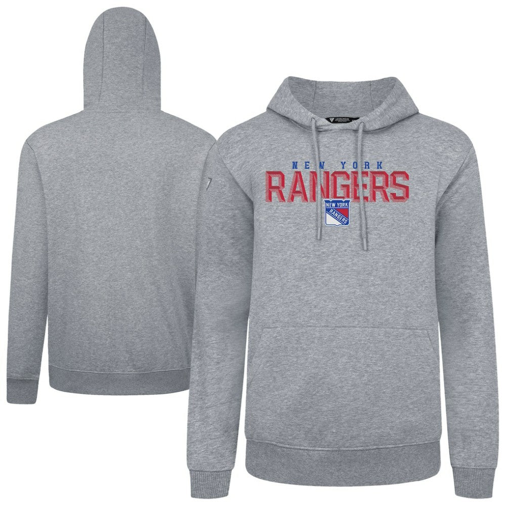 New York Rangers Levelwear Podium Carve Pullover Hoodie - Gray Hoodies
