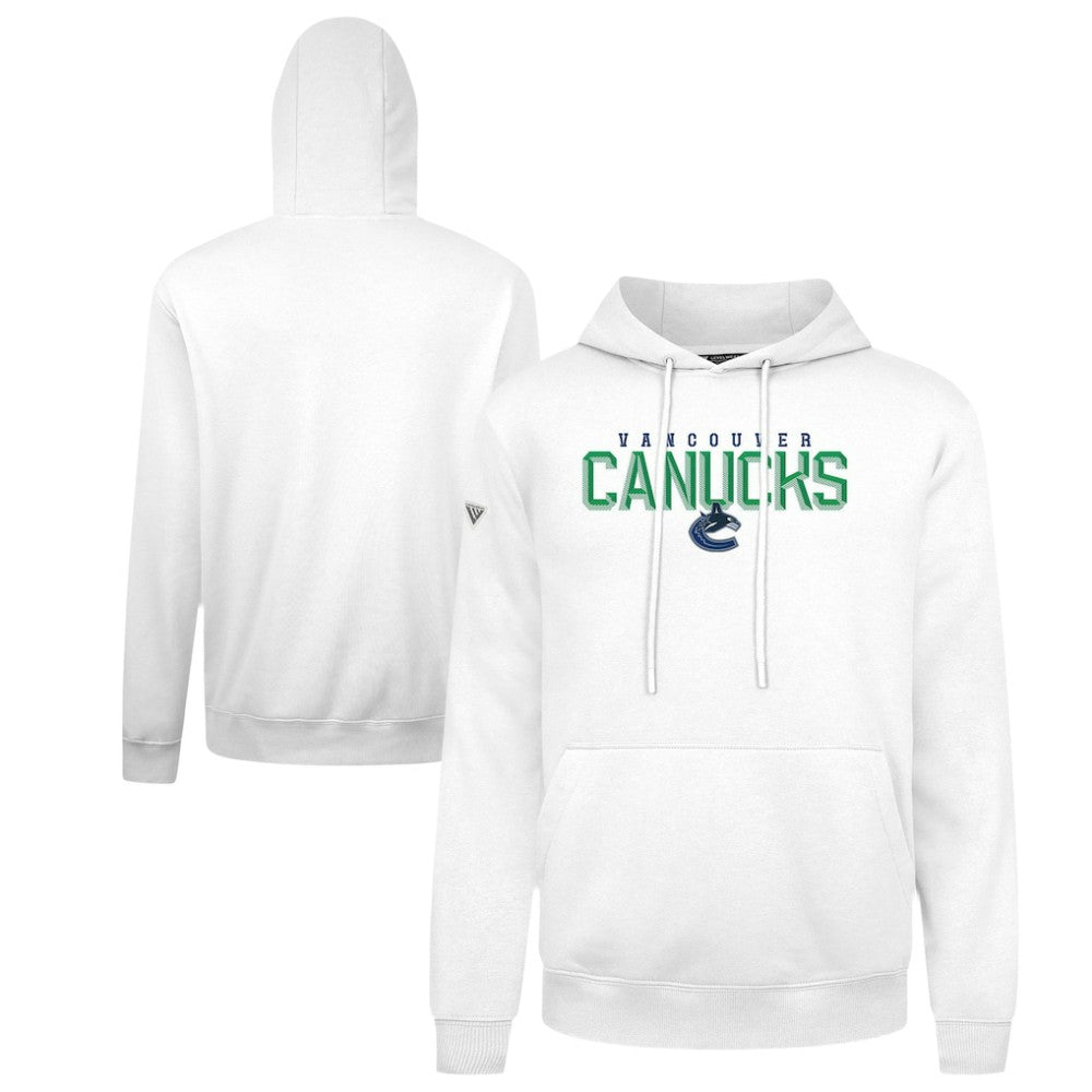 Vancouver Canucks Levelwear Podium Carve Pullover Hoodie - White Hoodies
