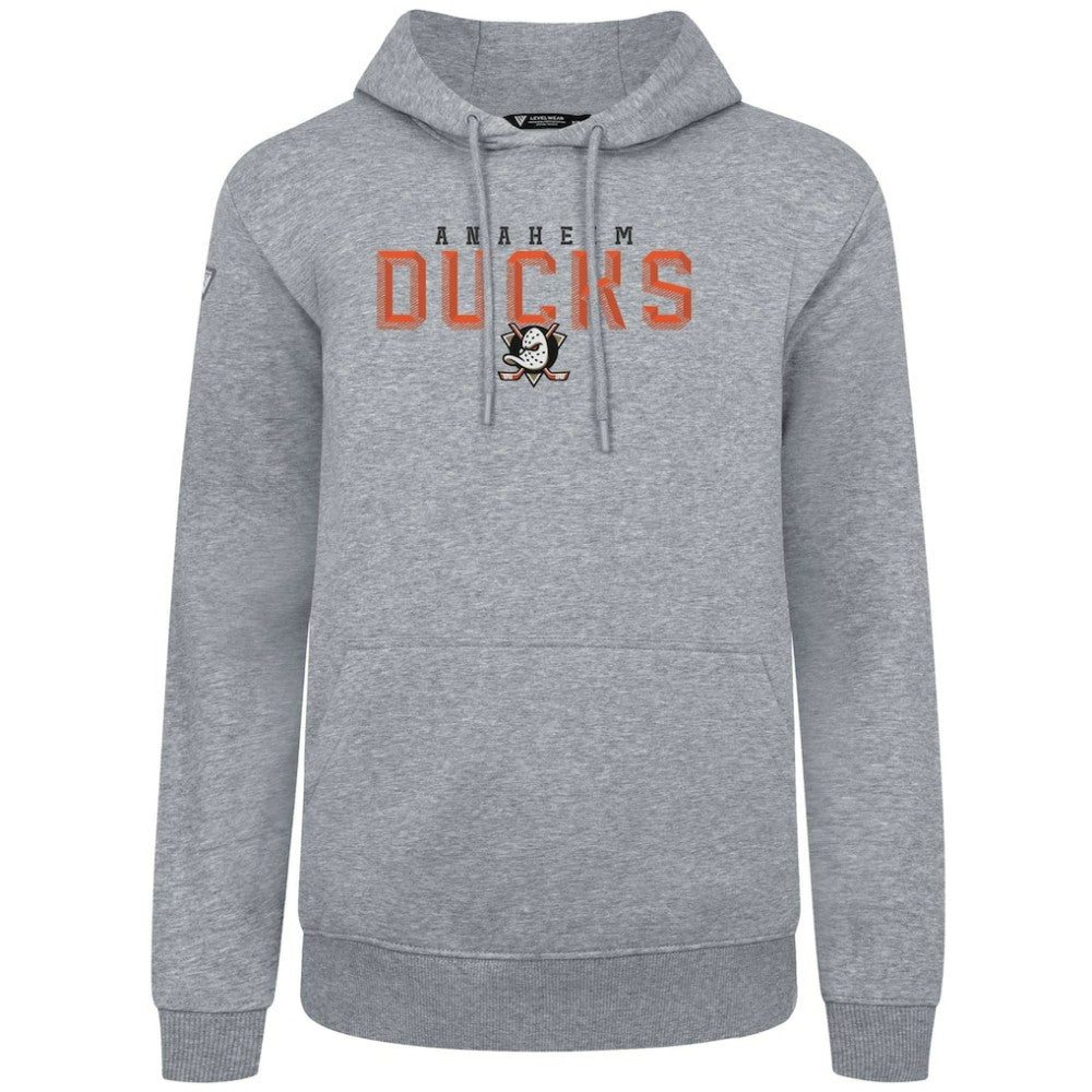 Anaheim Ducks Levelwear Podium Carve Pullover Hoodie - Gray Hoodies