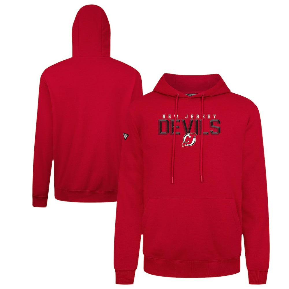 New Jersey Devils Levelwear Podium Carve Pullover Hoodie - Red Jerseys