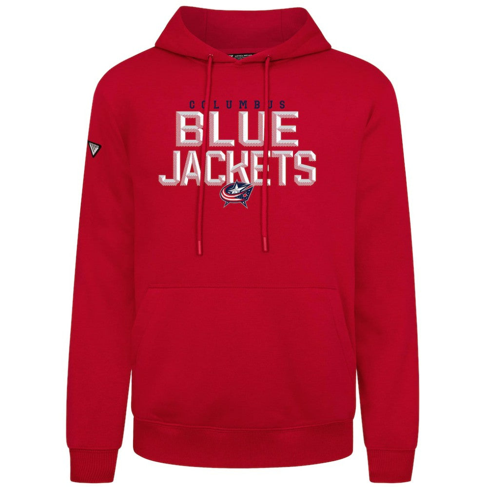 Columbus Blue Jackets Levelwear Podium Carve Pullover Hoodie - Red Hoodies