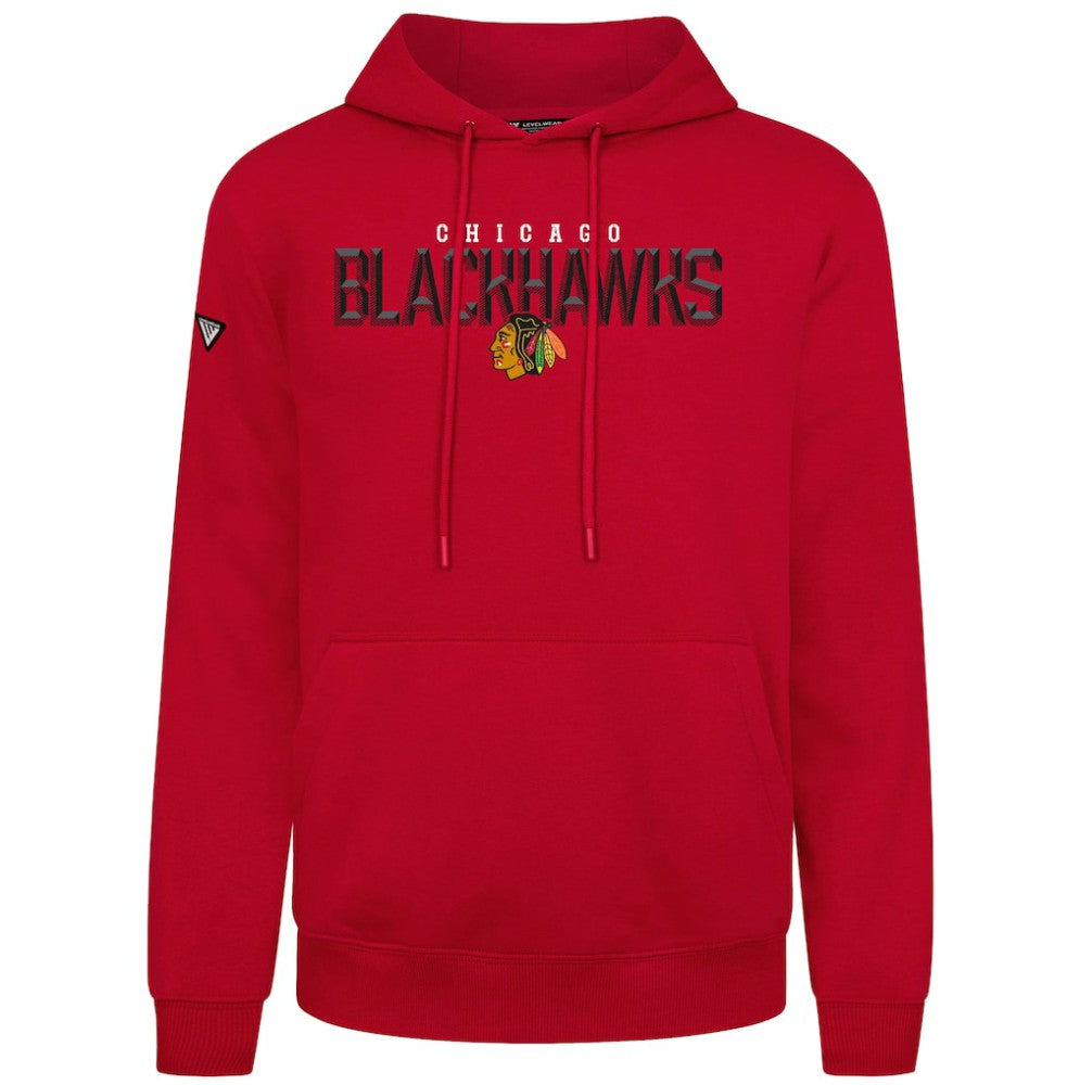 Chicago Blackhawks Levelwear Podium Carve Pullover Hoodie - Red Hoodies