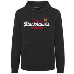 Chicago Blackhawks Levelwear Youth Podium Monument Pullover Hoodie - Black Hoodies