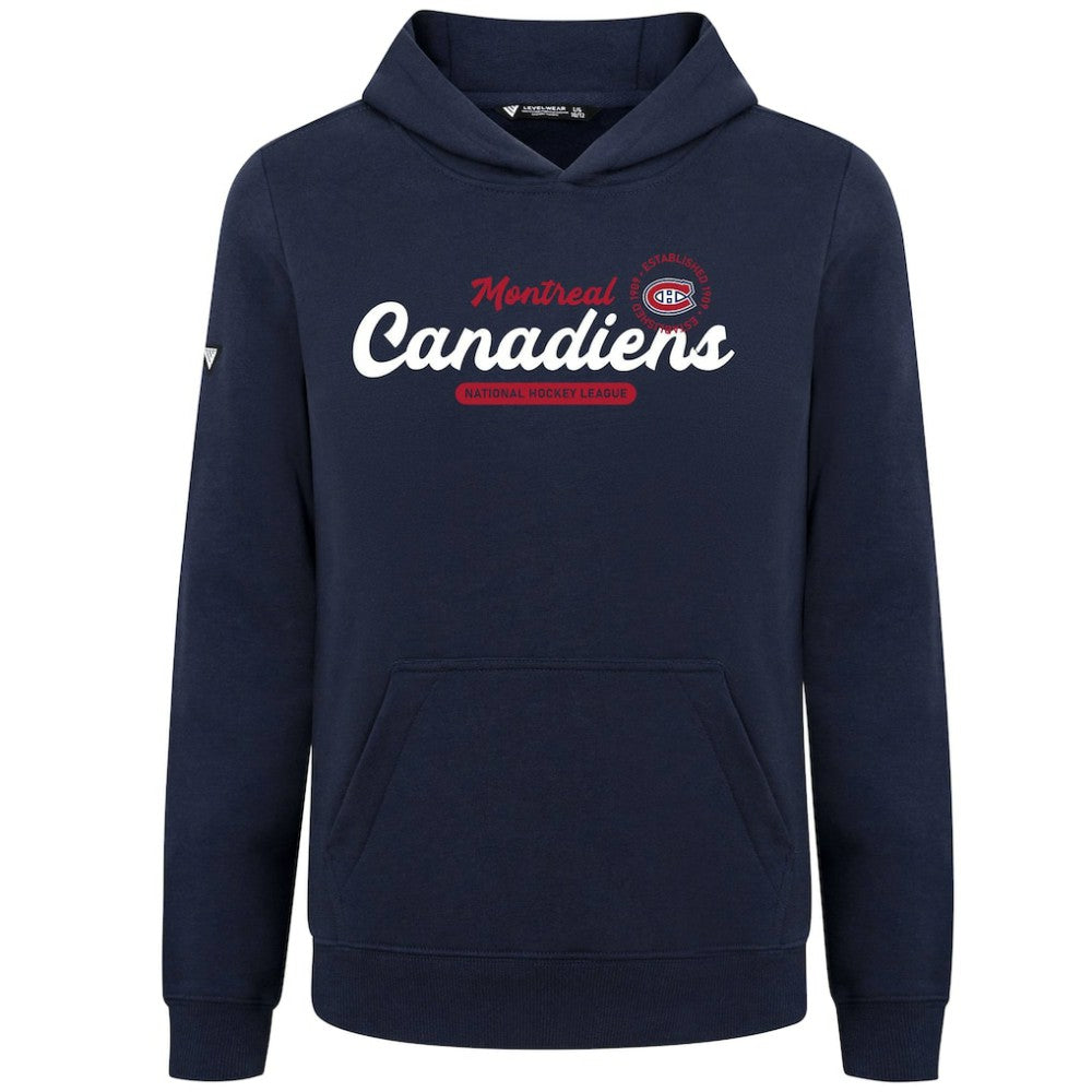 Montreal Canadiens Levelwear Youth Podium Monument Pullover Hoodie - Navy Hoodies