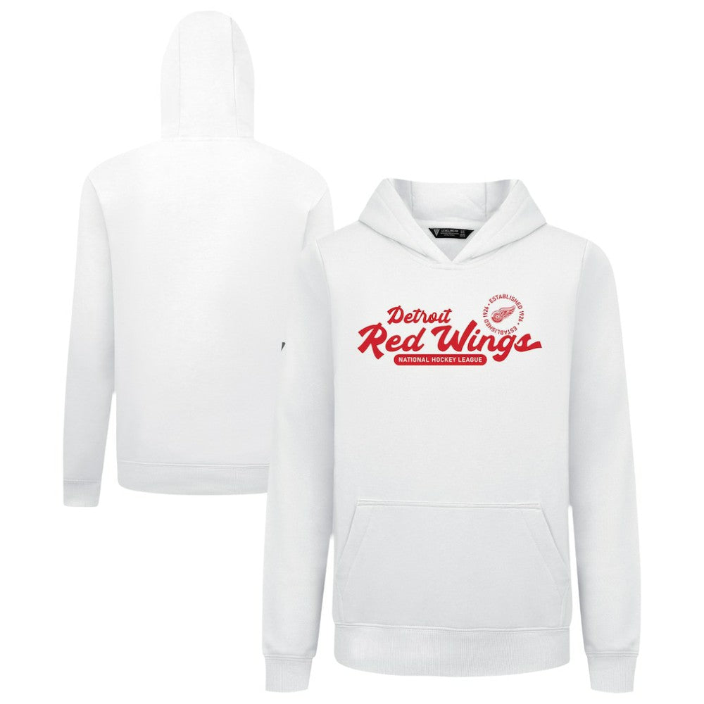 Detroit Red Wings Levelwear Youth Podium Monument Pullover Hoodie - White Hoodies