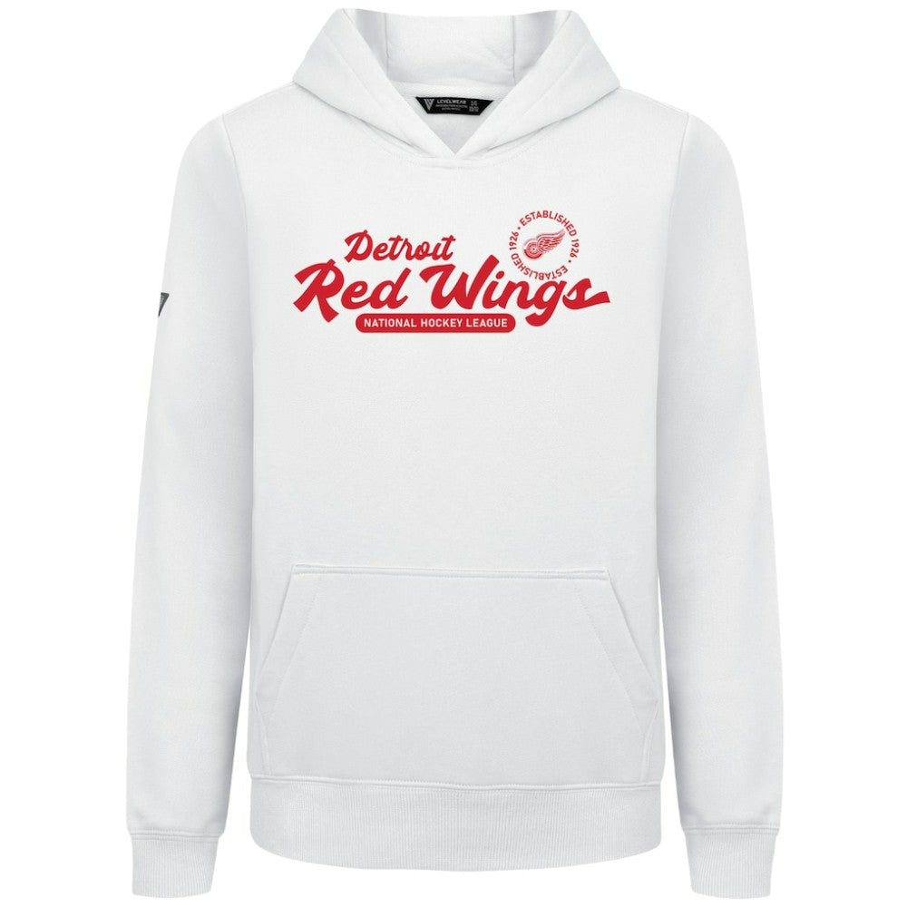 Detroit Red Wings Levelwear Youth Podium Monument Pullover Hoodie - White Hoodies