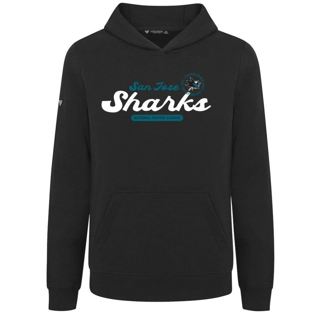 San Jose Sharks Levelwear Youth Podium Monument Pullover Hoodie - Black Hoodies