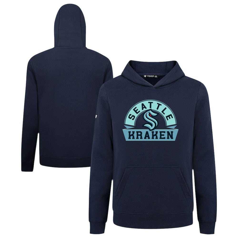 Seattle Kraken Levelwear Youth Podium Banner Arch Pullover Hoodie - Navy Hoodies