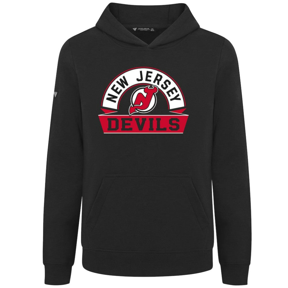 New Jersey Devils Levelwear Youth Podium Banner Arch Pullover Hoodie - Black Jerseys