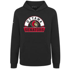 Ottawa Senators Levelwear Youth Podium Banner Arch Pullover Hoodie - Black Hoodies
