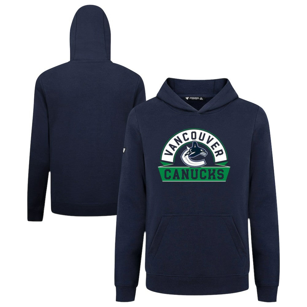 Vancouver Canucks Levelwear Youth Podium Banner Arch Pullover Hoodie - Navy Hoodies