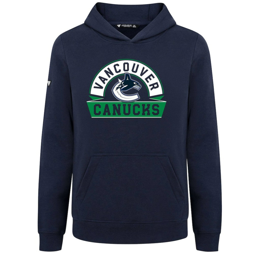 Vancouver Canucks Levelwear Youth Podium Banner Arch Pullover Hoodie - Navy Hoodies