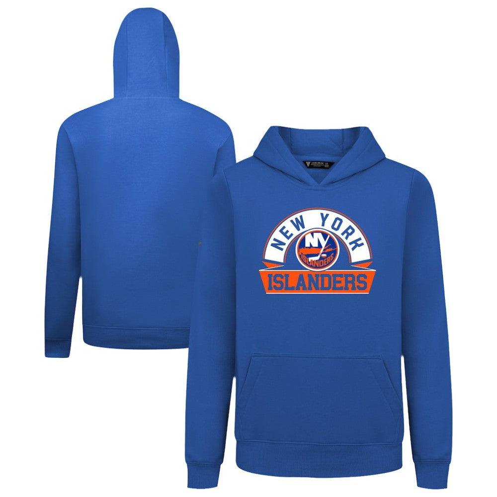 New York Islanders Levelwear Youth Podium Banner Arch Pullover Hoodie - Royal Hoodies