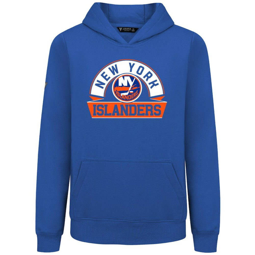 New York Islanders Levelwear Youth Podium Banner Arch Pullover Hoodie - Royal Hoodies