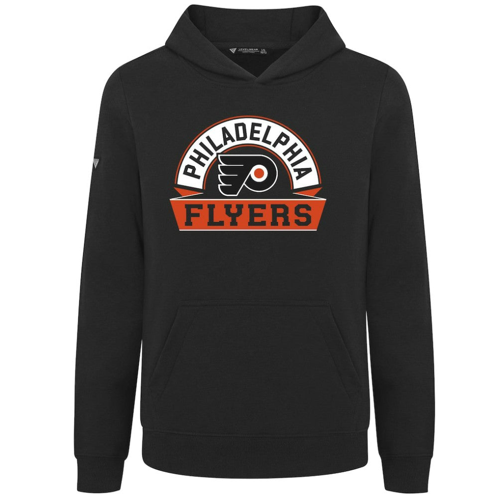 Philadelphia Flyers Levelwear Youth Podium Banner Arch Pullover Hoodie - Black Hoodies