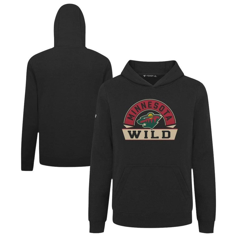 Minnesota Wild Levelwear Youth Podium Banner Arch Pullover Hoodie - Black Hoodies