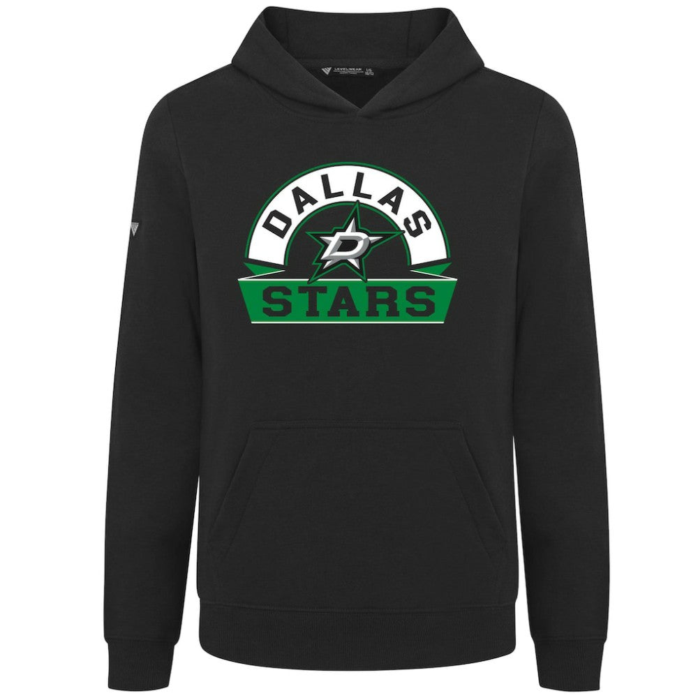 Dallas Stars Levelwear Youth Podium Banner Arch Pullover Hoodie - Black Hoodies