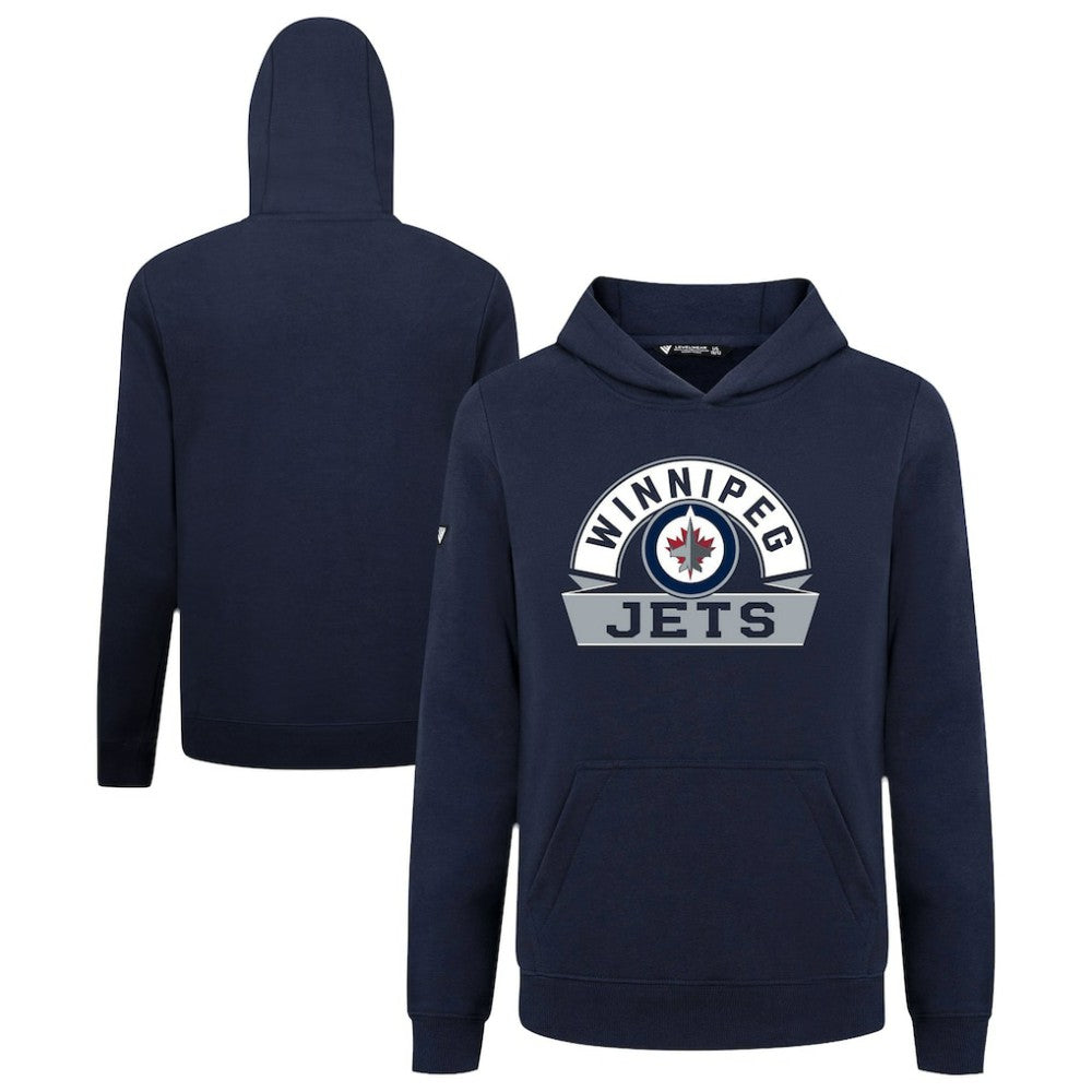 Winnipeg Jets Levelwear Youth Podium Banner Arch Pullover Hoodie - Navy Hoodies