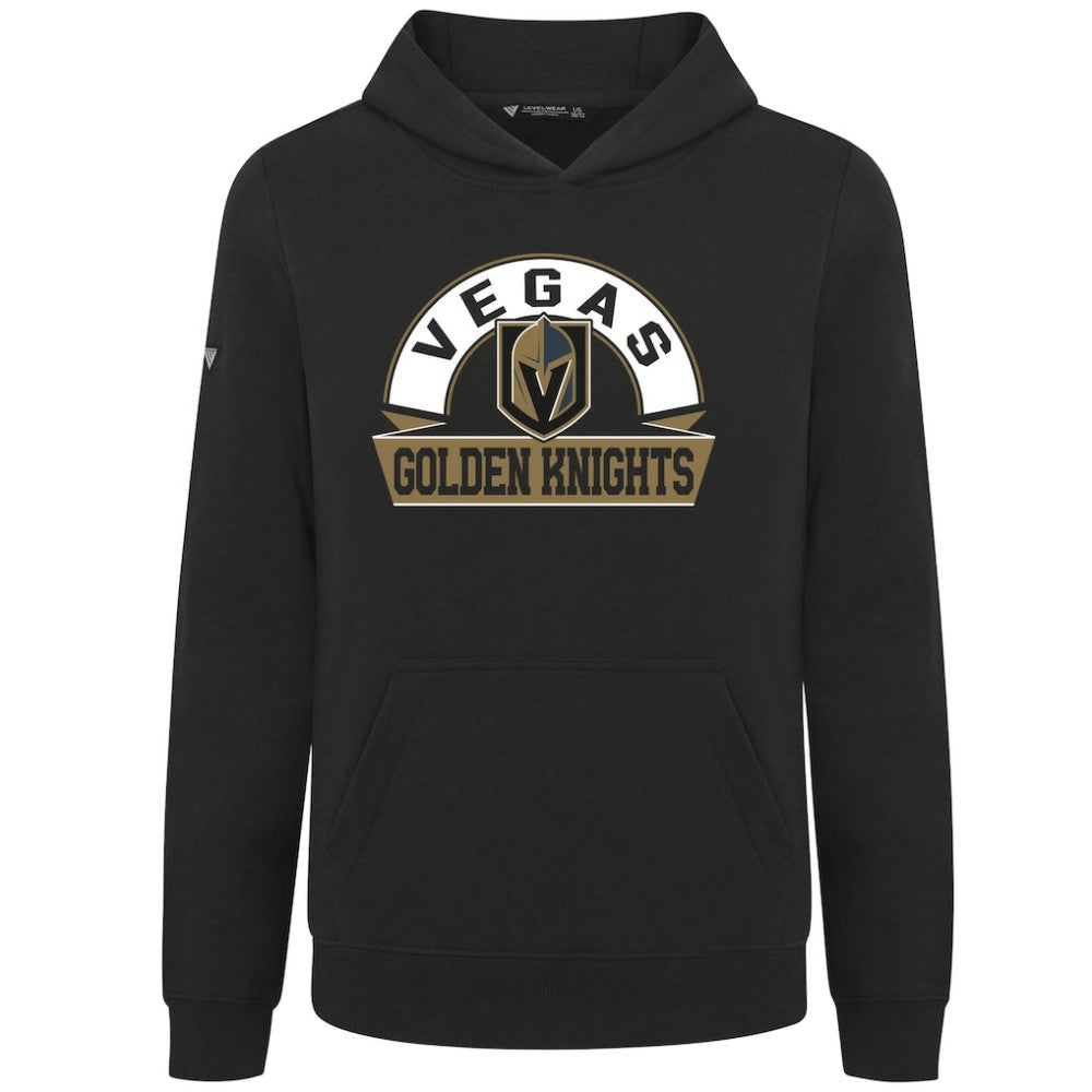 Vegas Golden Knights Levelwear Youth Podium Banner Arch Pullover Hoodie - Black Hoodies
