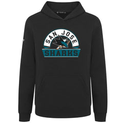 San Jose Sharks Levelwear Youth Podium Banner Arch Pullover Hoodie - Black Hoodies