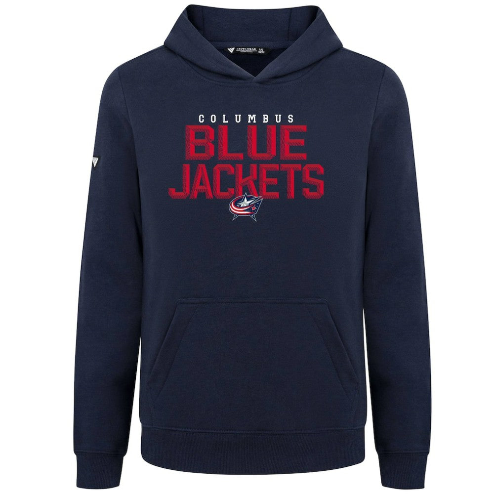 Columbus Blue Jackets Levelwear Youth Podium Carve Pullover Hoodie - Navy Hoodies