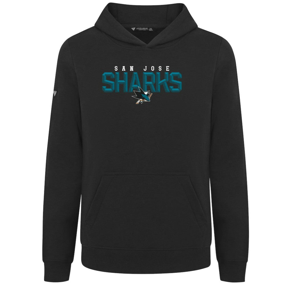 San Jose Sharks Levelwear Youth Podium Carve Pullover Hoodie - Black Hoodies