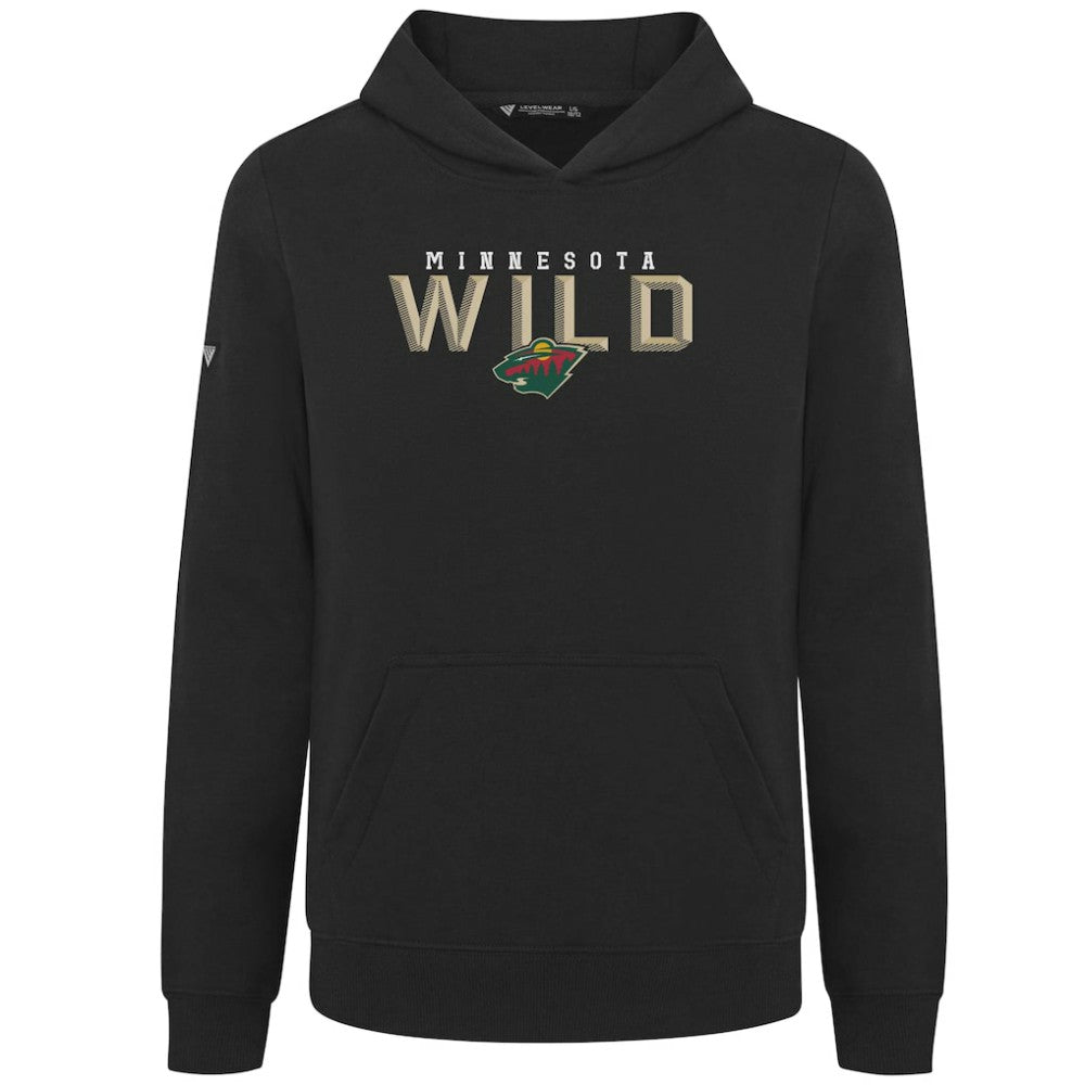 Minnesota Wild Levelwear Youth Podium Carve Pullover Hoodie - Black Hoodies
