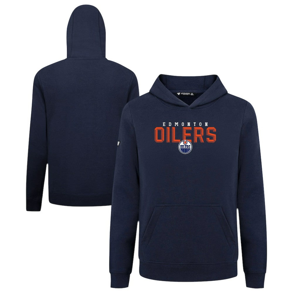 Edmonton Oilers Levelwear Youth Podium Carve Pullover Hoodie - Navy Hoodies